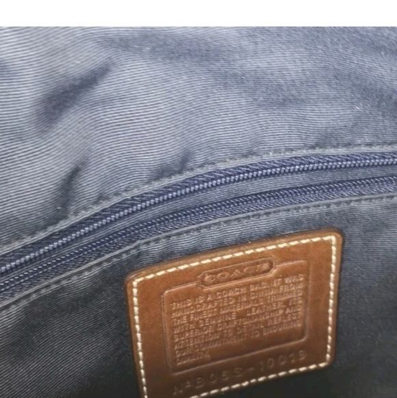 COACH Patchwork Demi Baguette Purse Blue Denim Leather Trim Y2K - Picture 4 of 4